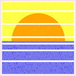 Sinking Sun Retro Sticker – vinyl decal printed in the USA