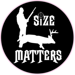Size Matters Black Hunting Circle Sticker – vinyl decal printed in the USA