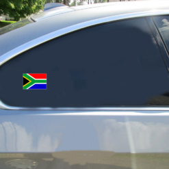South Africa Flag Car Sticker shown on a vehicle rear window