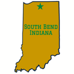 South Bend Indiana State Shaped Sticker – vinyl decal printed in the USA