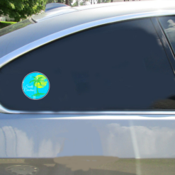 South Carolina Palm Tree Sun Circle Car Sticker shown on a vehicle rear window
