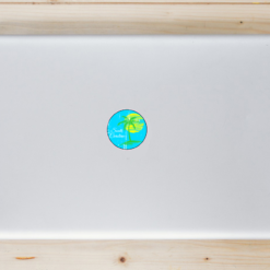 South Carolina Palm Tree Sun Circle Laptop Sticker shown on a laptop lid