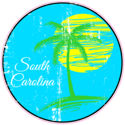 South Carolina Palm Tree Sun Circle Sticker – vinyl decal printed in the USA