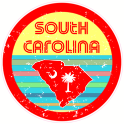South Carolina Retro Circle Sticker – vinyl decal printed in the USA