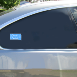 South Dakota Home Sweet Home Car Sticker shown on a vehicle rear window