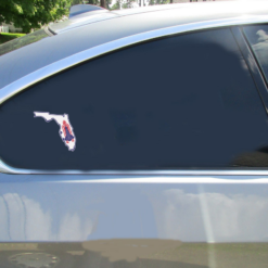 Space Shuttle Florida Shaped Car Sticker shown on a vehicle rear window