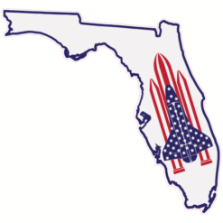 Space Shuttle Florida Shaped Sticker – vinyl decal printed in the USA