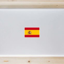 Spain Flag Laptop Sticker shown on a laptop lid
