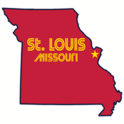 St. Louis Missouri State Shaped Sticker – vinyl decal printed in the USA