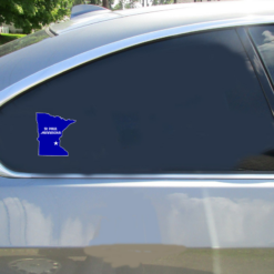 St Paul Minnesota State Shaped Car Sticker shown on a vehicle rear window