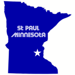 St Paul Minnesota State Shaped Sticker – vinyl decal printed in the USA