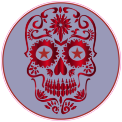 Star Eye Sugar Skull Circle Sticker – vinyl decal printed in the USA