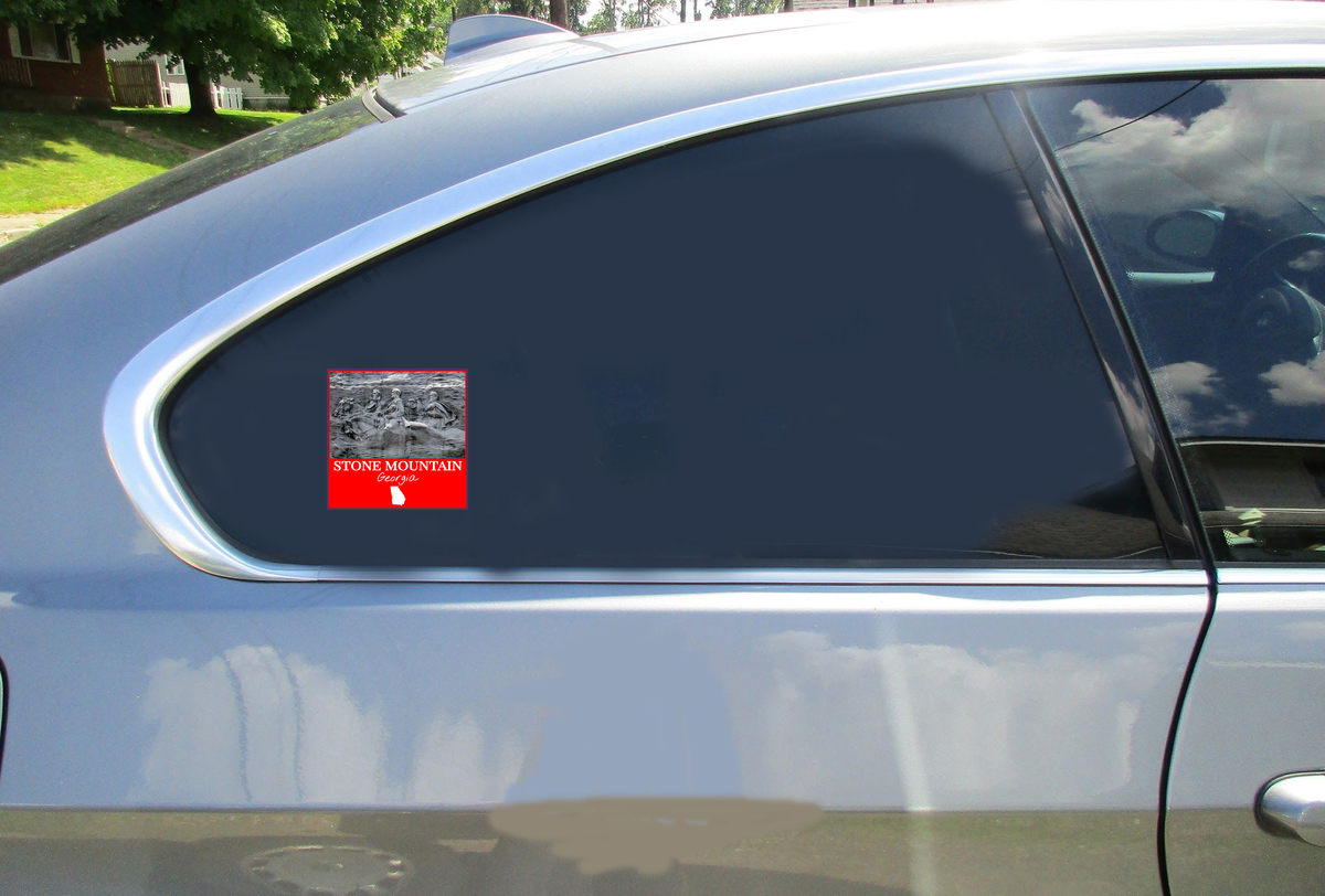 Stone Mountain Georgia Car Sticker shown on a vehicle rear window