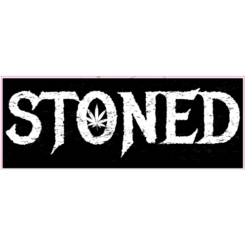 Stoned Weed Black Distressed Sticker – vinyl decal printed in the USA