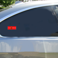 Stump Grinder Bumper Car Sticker shown on a vehicle rear window