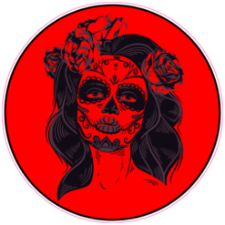 Sugar Skull Masked Woman Sticker – vinyl decal printed in the USA