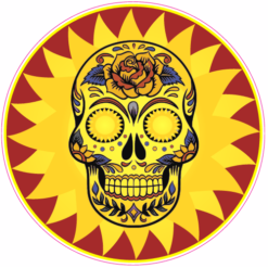 Sunshine Sugar Skull Circle Sticker – vinyl decal printed in the USA