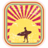 Surfer In Sunset Retro Sticker – vinyl decal printed in the USA