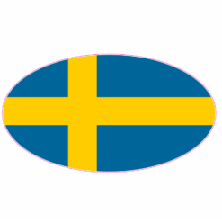 Swedish Flag Oval Sticker – vinyl decal printed in the USA