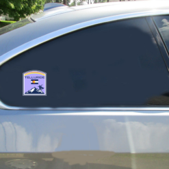 Telluride Colorado Snowboard Car Sticker shown on a vehicle rear window