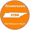 Tennessee The Volunteer State Orange Circle Decal – vinyl decal printed in the USA