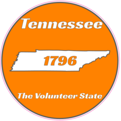 Tennessee The Volunteer State Orange Circle Decal – vinyl decal printed in the USA