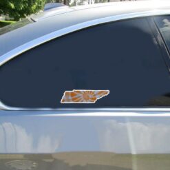 Tennessee Tie Dye State Car Sticker shown on a vehicle rear window