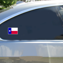 Texas State Flag Car Sticker shown on a vehicle rear window
