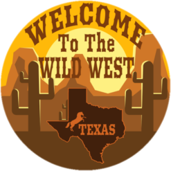 Texas Wild West Sticker – vinyl decal printed in the USA