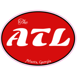 The ATL Atlanta Georgia Red Oval Decal – vinyl decal printed in the USA