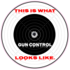This Is What Gun Control Looks Like Circle Decal – vinyl decal printed in the USA