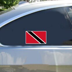 Trinidad and Tobago Flag Car Sticker shown on a vehicle rear window