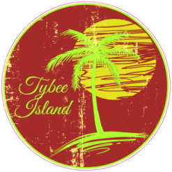 Tybee Island Georgia Palm Tree Sticker – vinyl decal printed in the USA