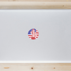 Uncle Sam Flag Distressed Laptop Sticker shown on a laptop lid