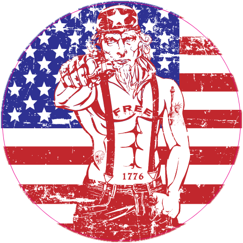 Uncle Sam Flag Distressed Sticker – vinyl decal printed in the USA