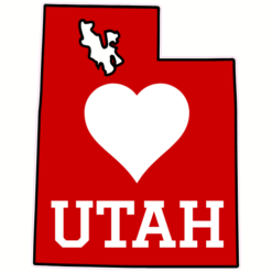 Utah Heart Red State Shaped Sticker – vinyl decal printed in the USA