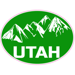 Utah Mountains Oval Sticker – vinyl decal printed in the USA