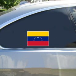 Venezuela Flag Car Sticker shown on a vehicle rear window