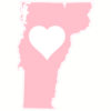 Vermont Heart Pink State Shaped Sticker – vinyl decal printed in the USA