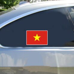 Vietnam Flag Car Sticker shown on a vehicle rear window