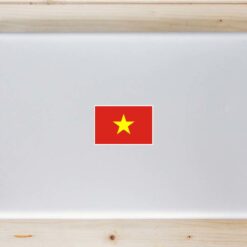 Vietnam Flag Laptop Sticker shown on a laptop lid