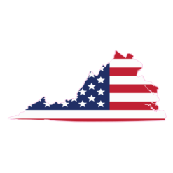 Virginia American Flag State Shaped Sticker – vinyl decal printed in the USA