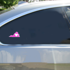 Virginia Heart State Shaped Car Sticker shown on a vehicle rear window
