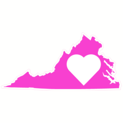 Virginia Heart State Shaped Sticker – vinyl decal printed in the USA