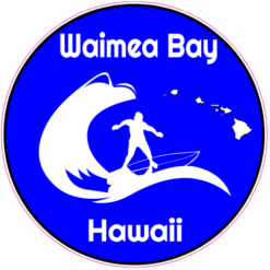 Waimea Bay Hawaii Surfing Sticker – vinyl decal printed in the USA