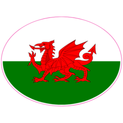 Wales Flag Oval Sticker – vinyl decal printed in the USA