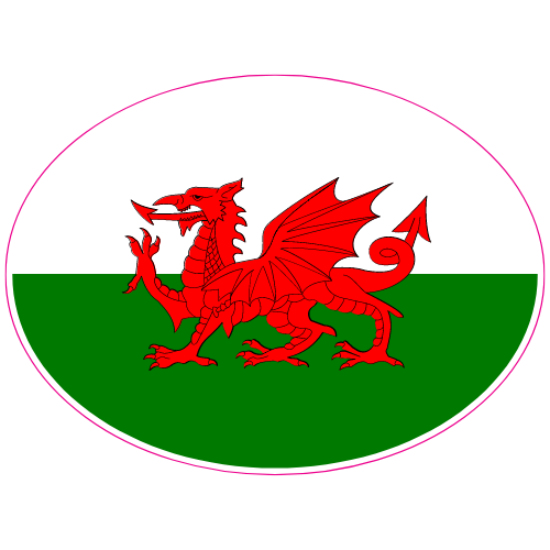 Wales Flag Oval Sticker – vinyl decal printed in the USA