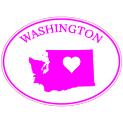 Washington State Heart Oval Sticker – vinyl decal printed in the USA