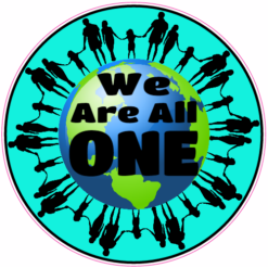 We Are All One Earth Peace Circle Sticker – vinyl decal printed in the USA