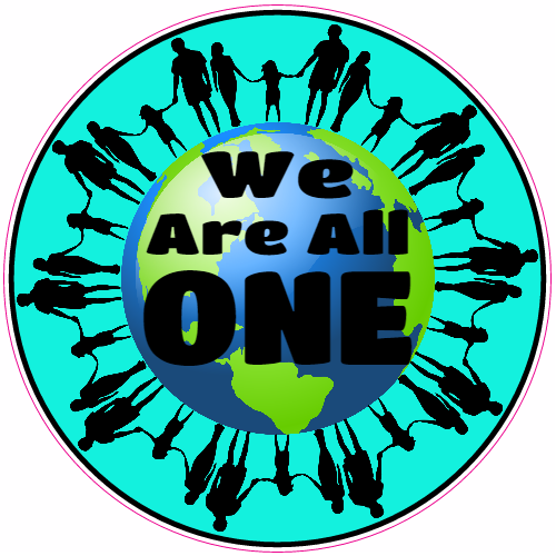 We Are All One Earth Peace Circle Sticker – vinyl decal printed in the USA